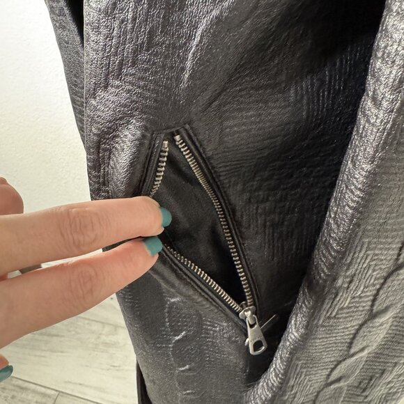 Guess Womens Black Textured Faux Leather Coat Size‎ M - Picture 7 of 10